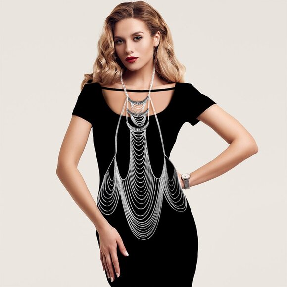 Jewelry - Stone Embellished Draped Chain Body Chain